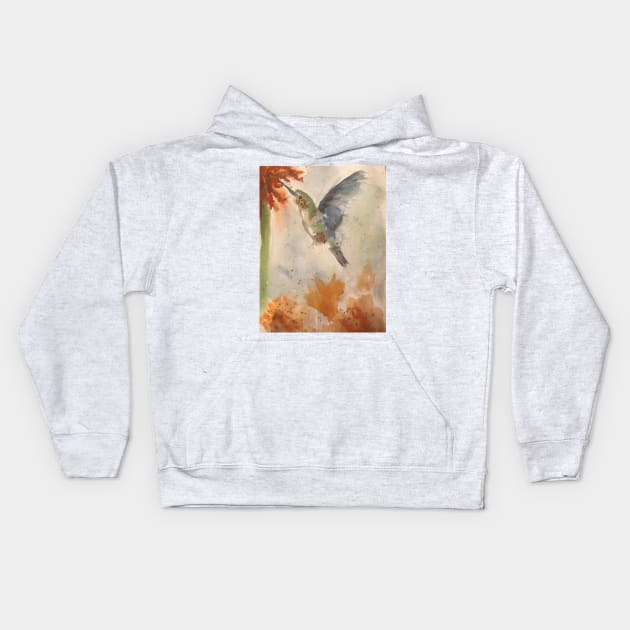 Watercolor hummingbird Kids Hoodie by BakersDaughter